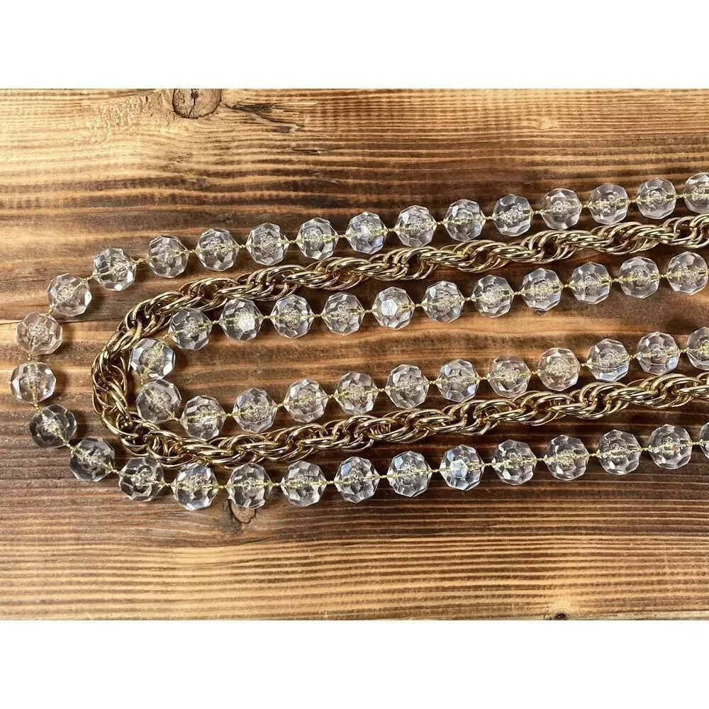Vintage 1976 SARAH COVENTRY Golden Ice 3 Strand Necklace Lucite Bubble Beads